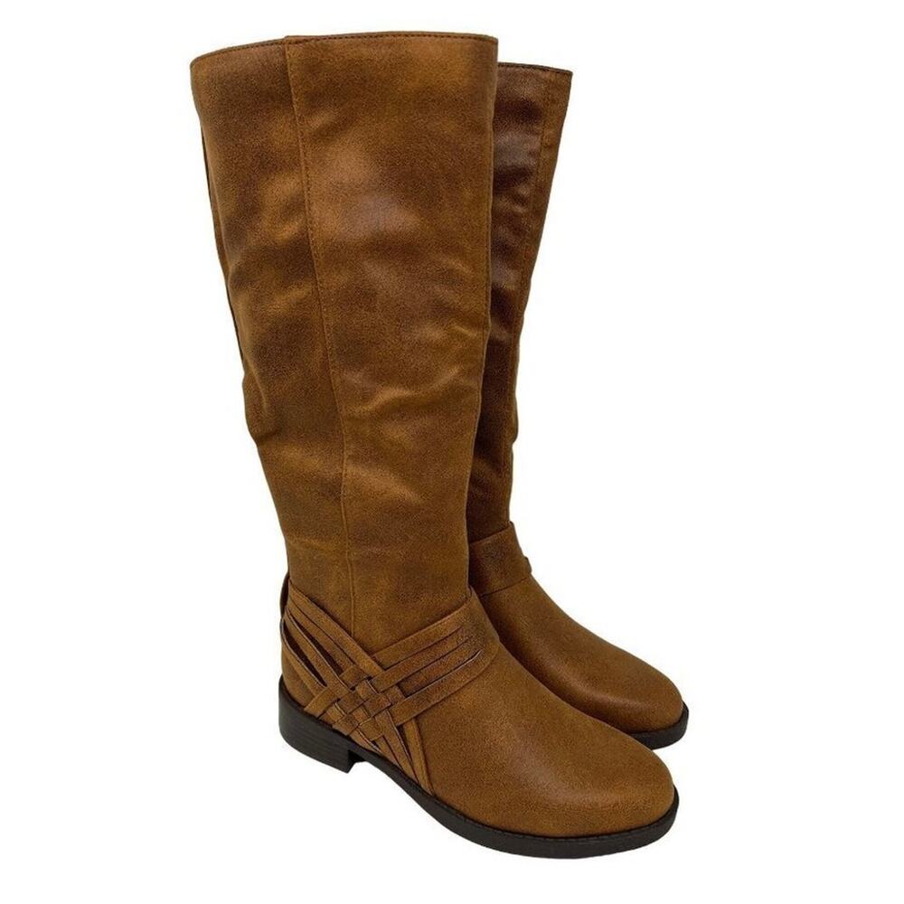 Journee Collection Faux Leather Women’s Meg Boot Cognac Size 6